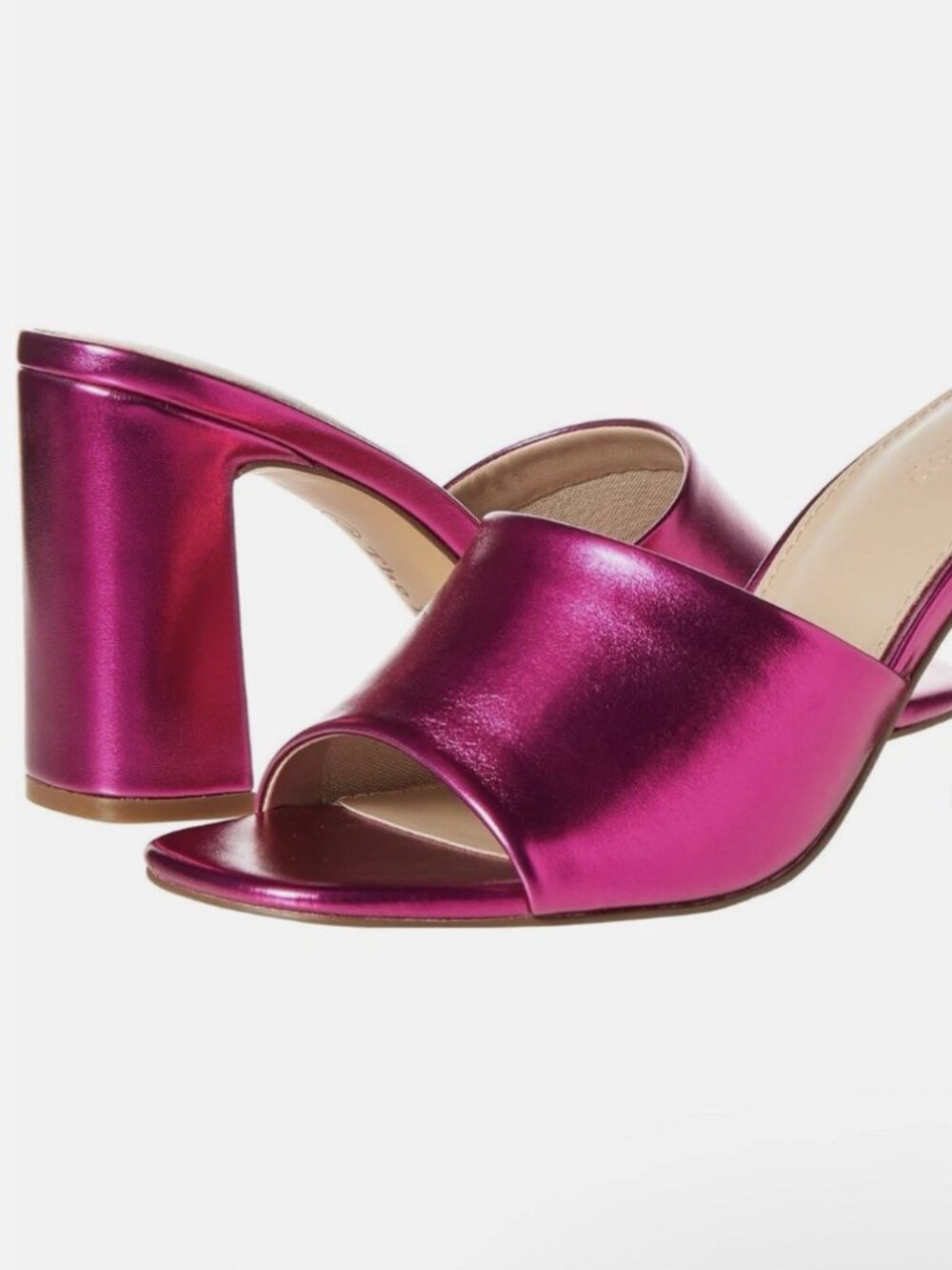 The Drop Hot Pink Metallic Block Heel Mule Sandals Women’s Size 7 New in Box